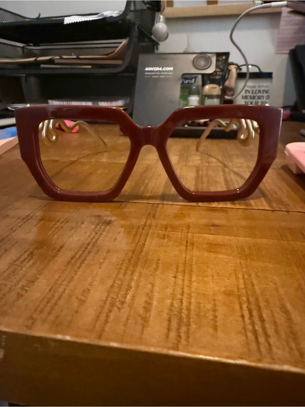Burgundy glasses with gold snakes